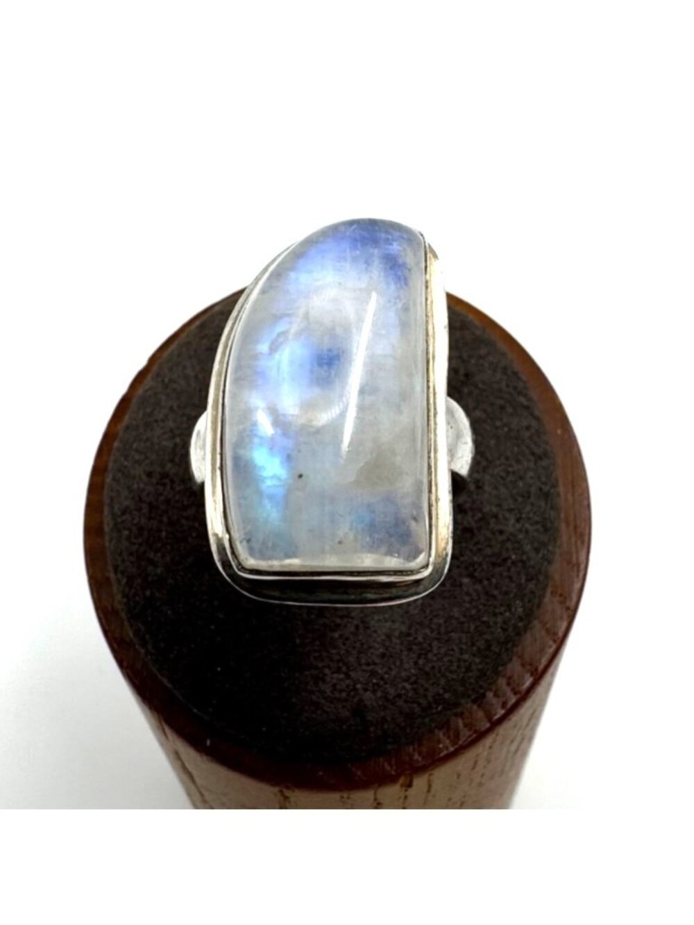 VTG Solid Sterling Silver 925 Moonstone Bezel Set Statement Ring Size 8